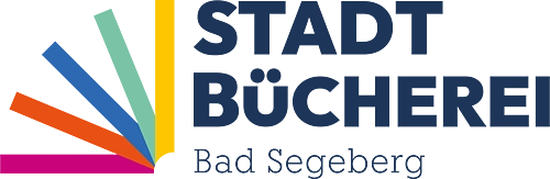 Logo der Stadtbücherei Bad Segeberg mit fünf farbigen Linien und blauem Schriftzug